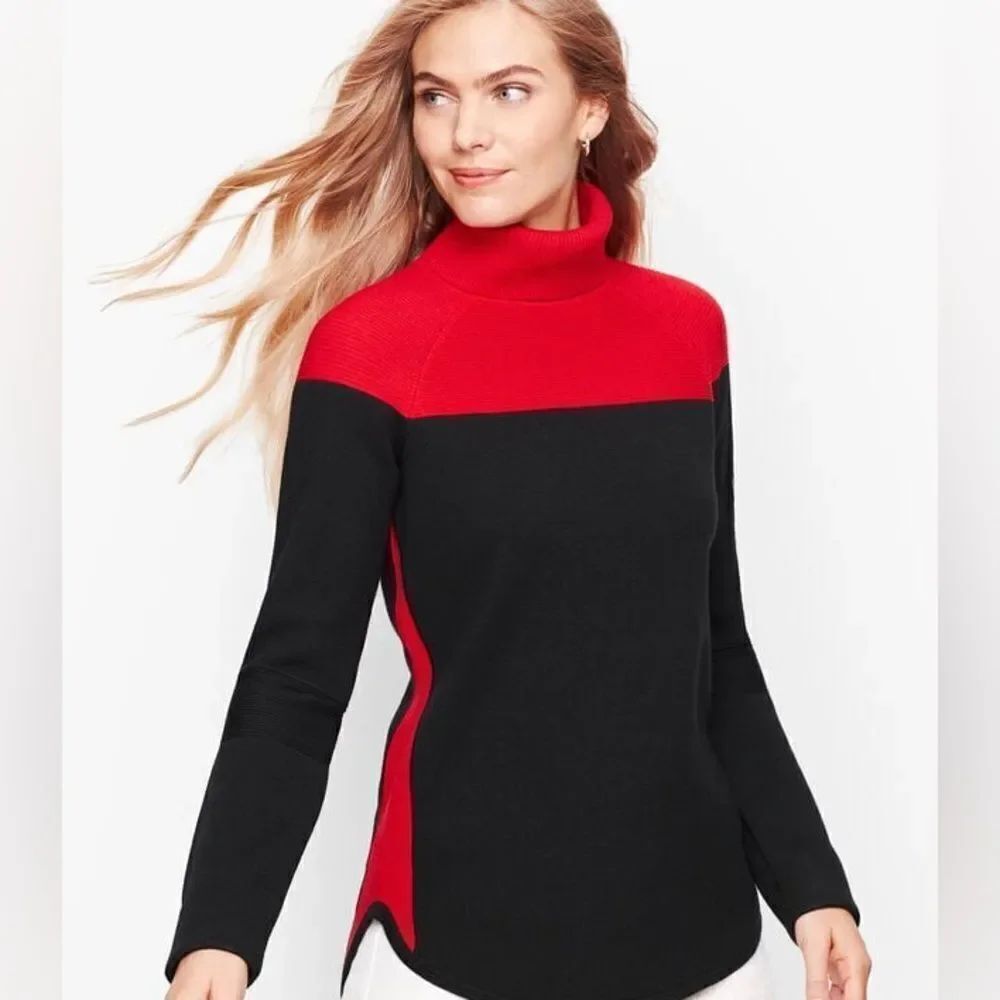 Talbots COLORBLOCK THERMAWARMTH TURTLENECK SWEATER Medium Petite